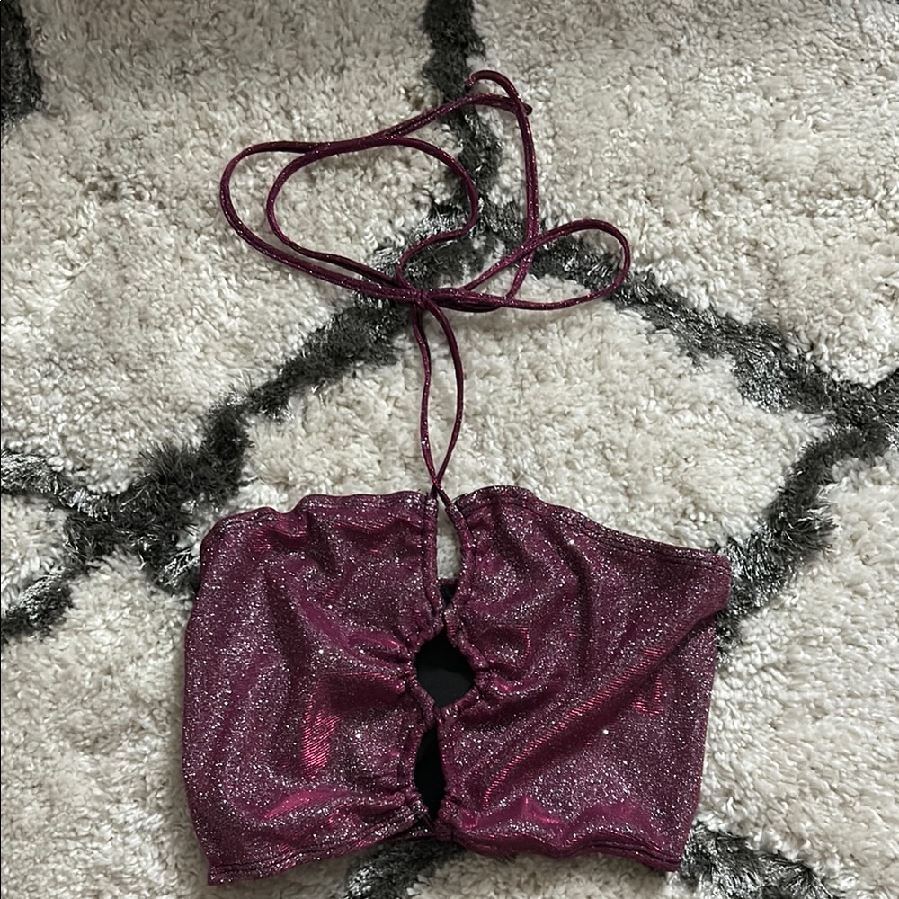 SHEIN Glittery Purple Crop Top